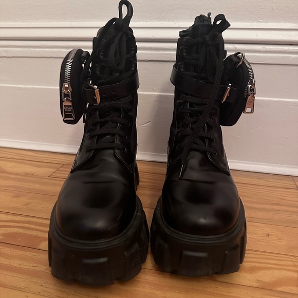 Prada Monolith leather and Re-Nylon boots with pouch - Picture 12 of 16